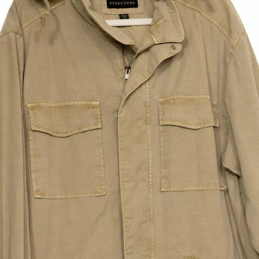 Structure Mens Beige Jacket Solid 4 Pockets Butto… - image 3